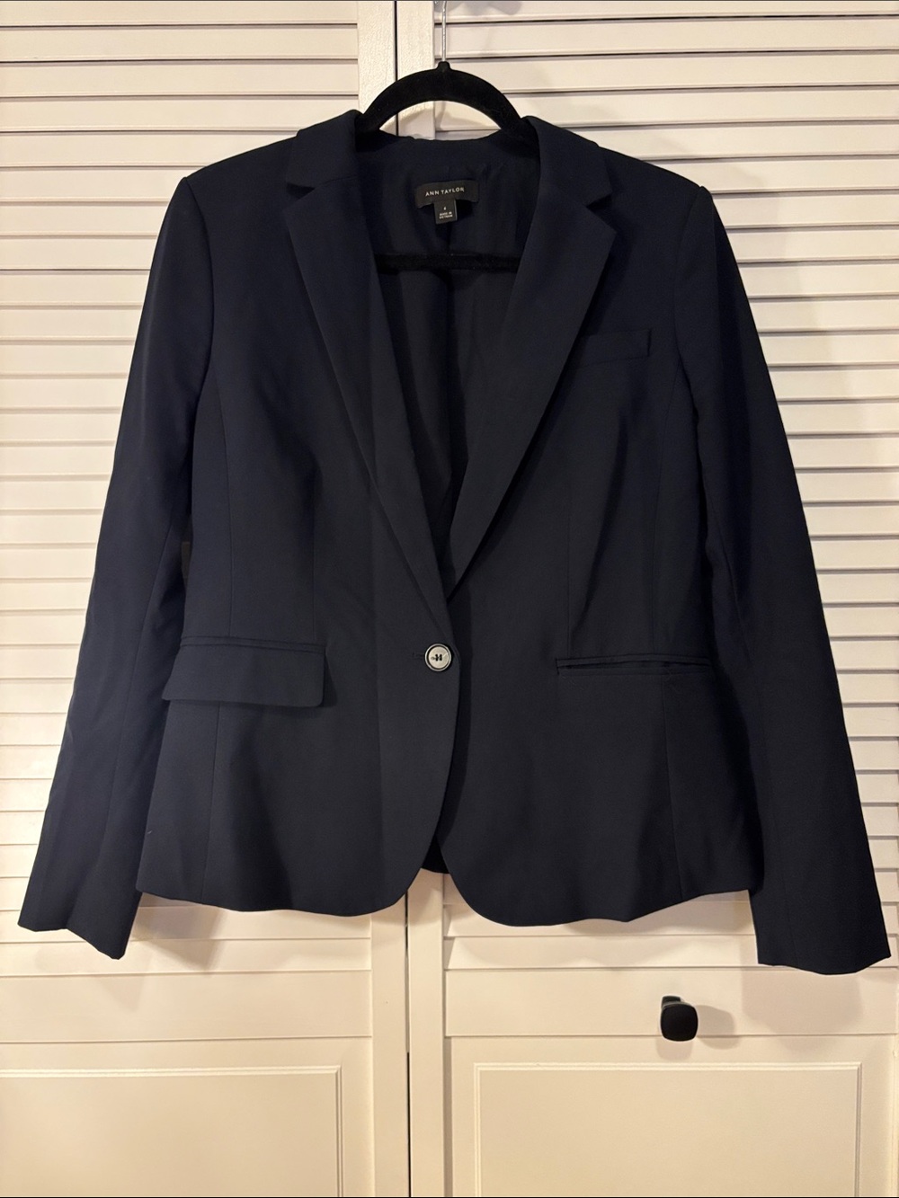 Ann Taylor Navy Single-Button Tailored Blazer